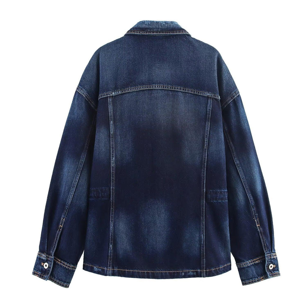Chaqueta Vaquera de Mujer - Denim Azul Oscuro Estilo Clásico