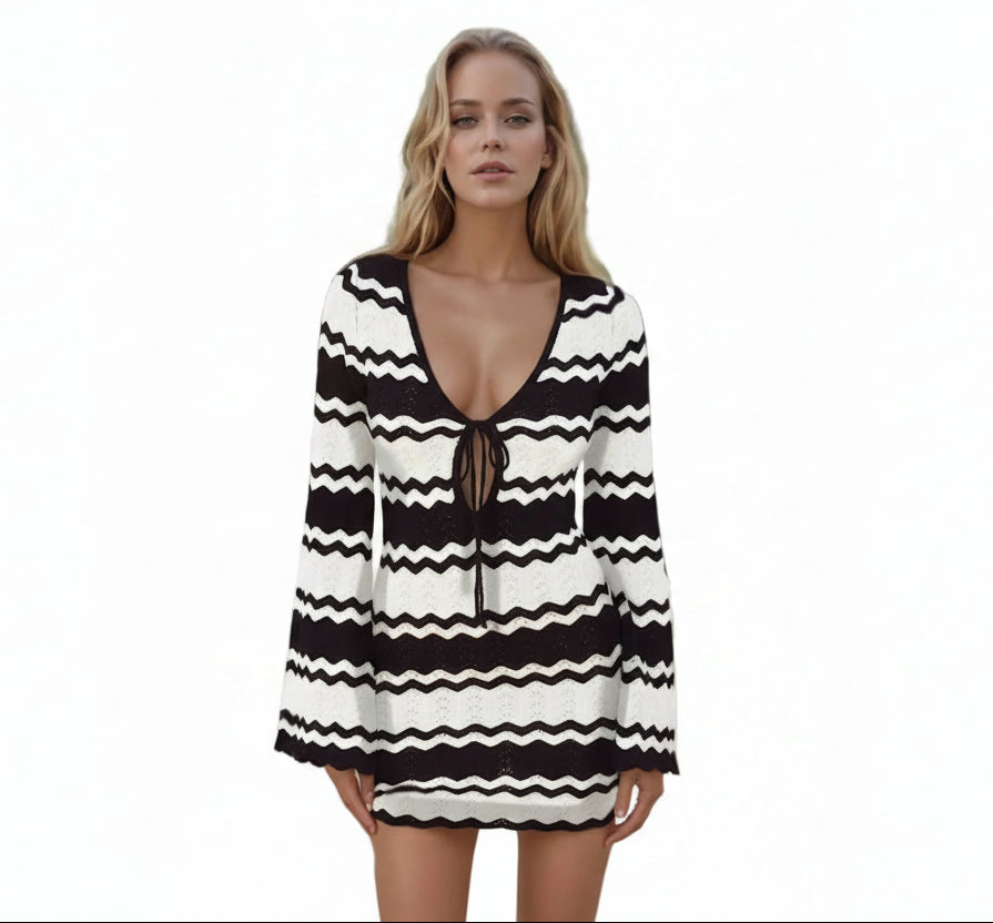 Vestido playero blanco con lazo