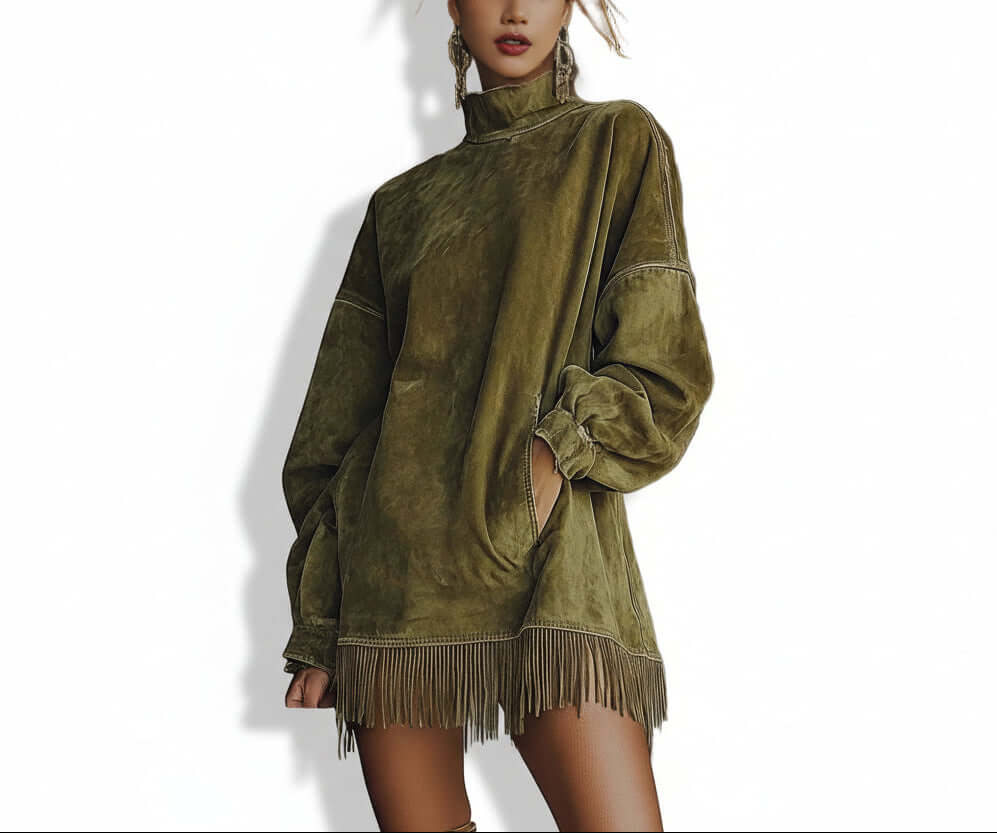 Vestido de terciopelo boho en verde