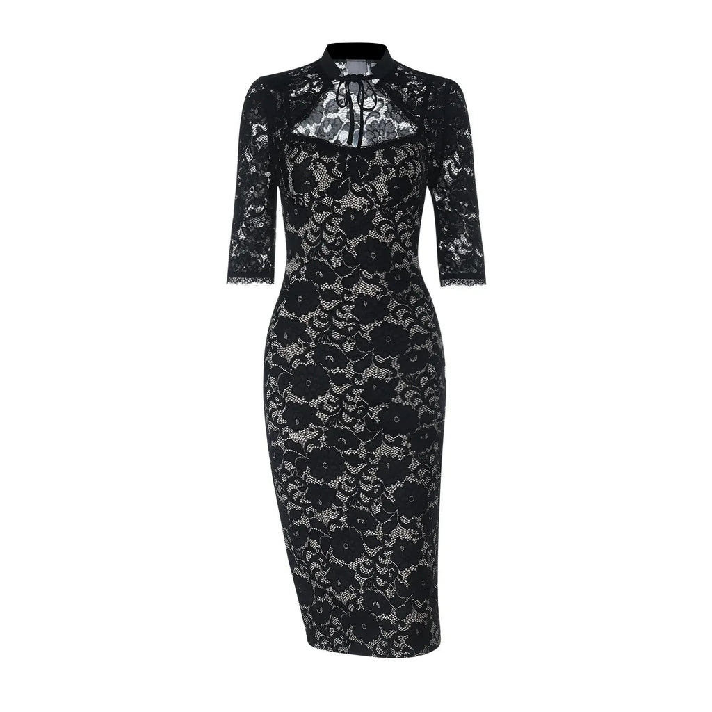 Vestido de encaje negro ceñido - Elegancia y sofisticación