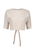 Arugula Linen-Blend Open Back Crop Top