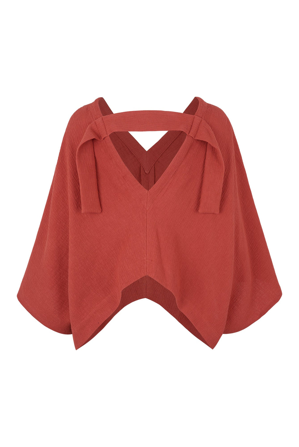 Nitrogen Crêpe Cotton V-Neck Poncho Blouse