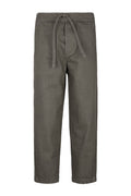 Barium Drawstring Elastic Waist Washed Denim Pants