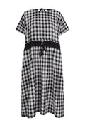 Cobalt Oversized Checkered Woven Cotton Dress