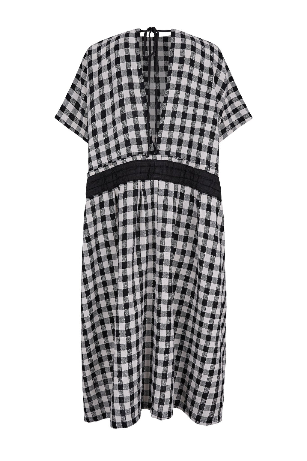 Cobalt Oversized Checkered Woven Cotton Dress