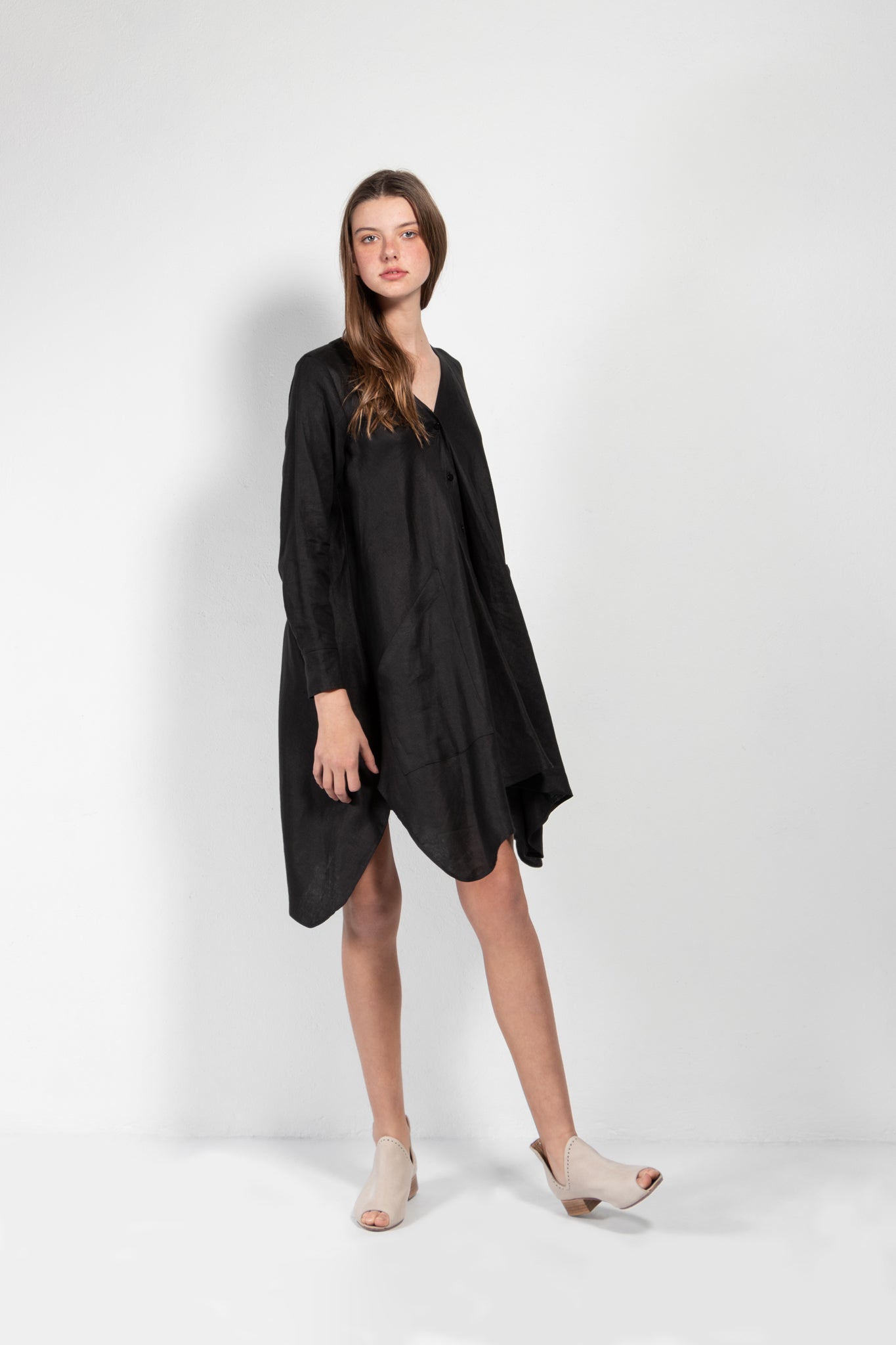 SALE Savannah Linen-Blend Open Back Shirt Dress