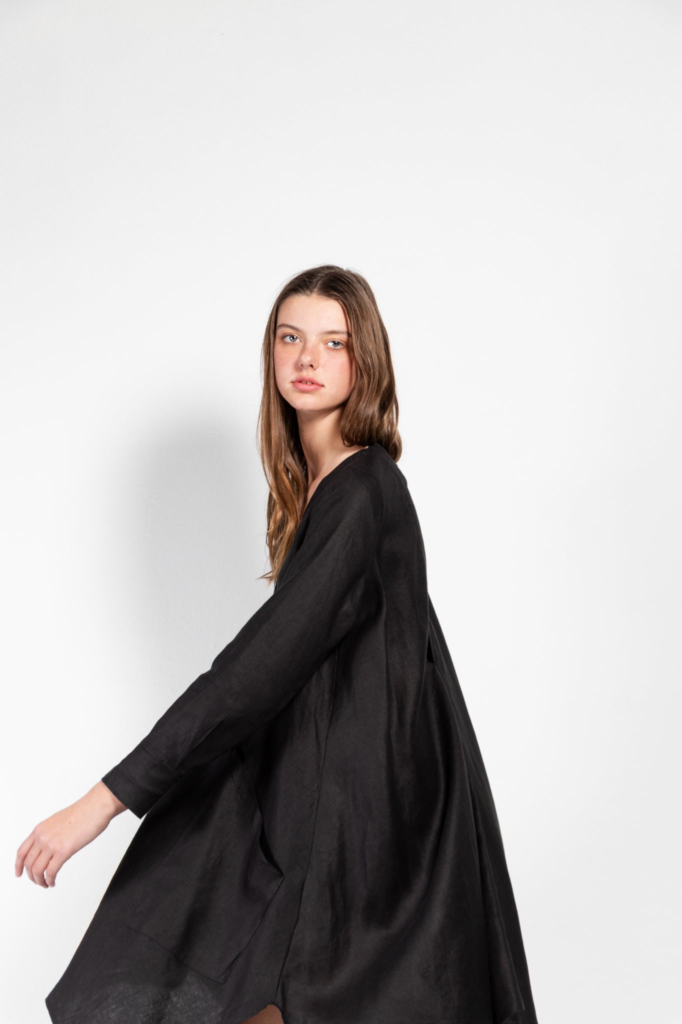 SALE Savannah Linen-Blend Open Back Shirt Dress