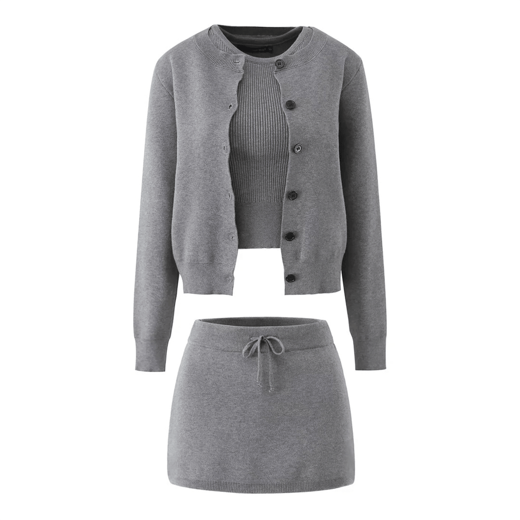 Top gris sin mangas de punto para mujer