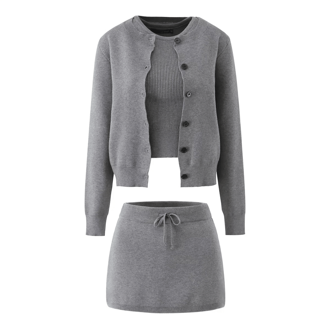 Top gris sin mangas de punto para mujer